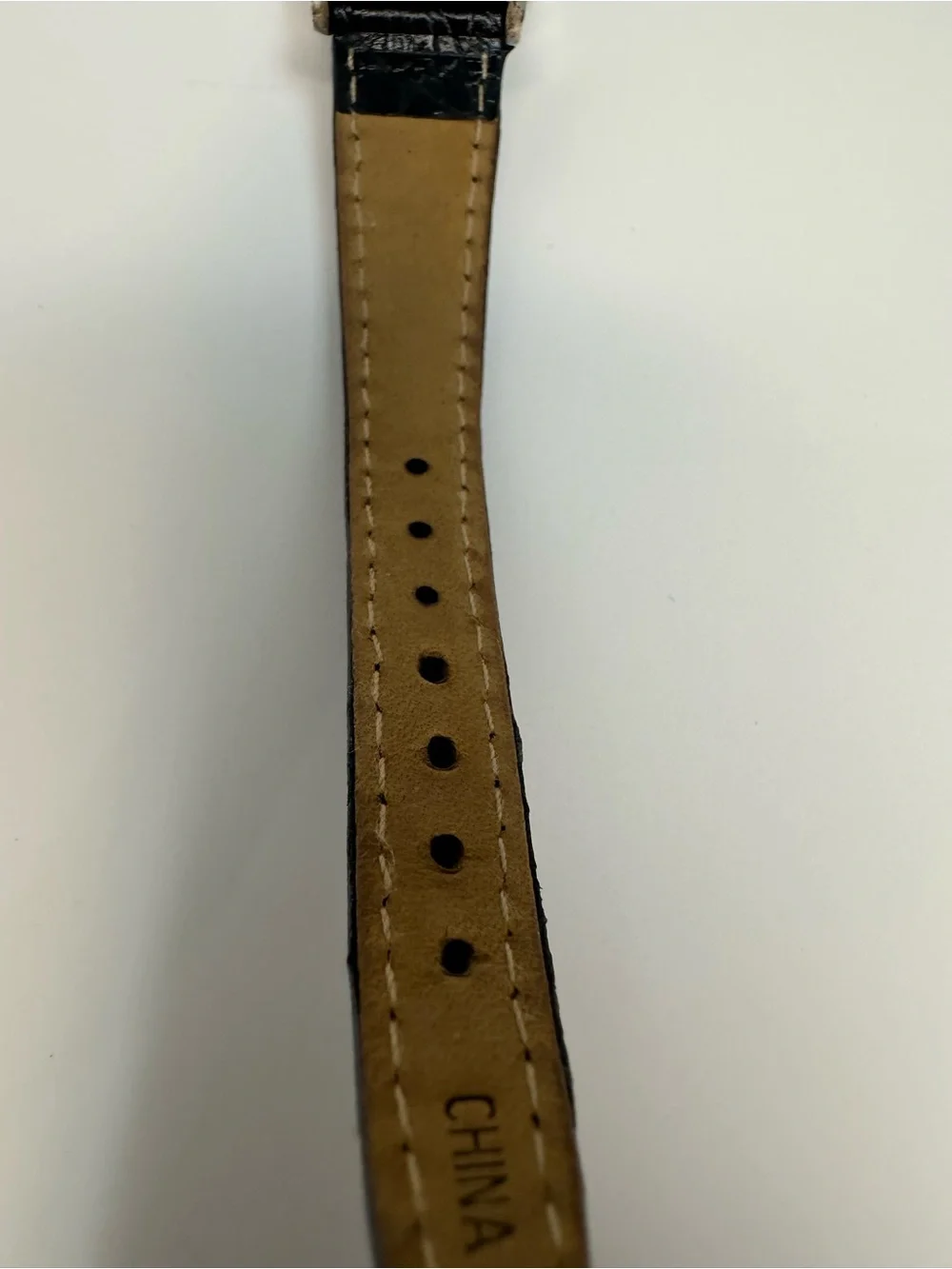 Brighton Oxford Black Leather Strap Silver-Tone Rectangular Watch